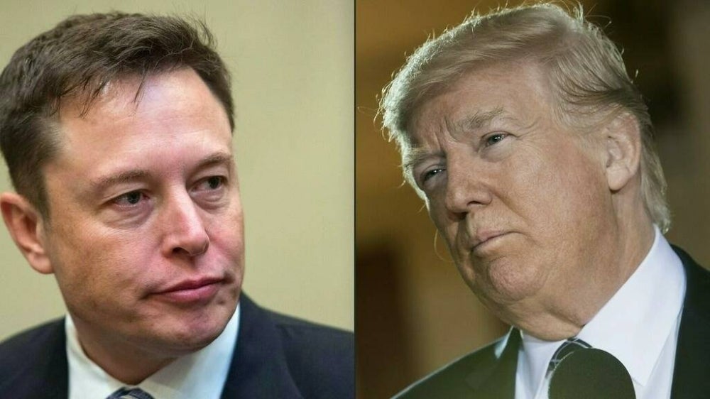 Former US president Donald Trump (right) described Elon Musk as a 'good man'. - AFP