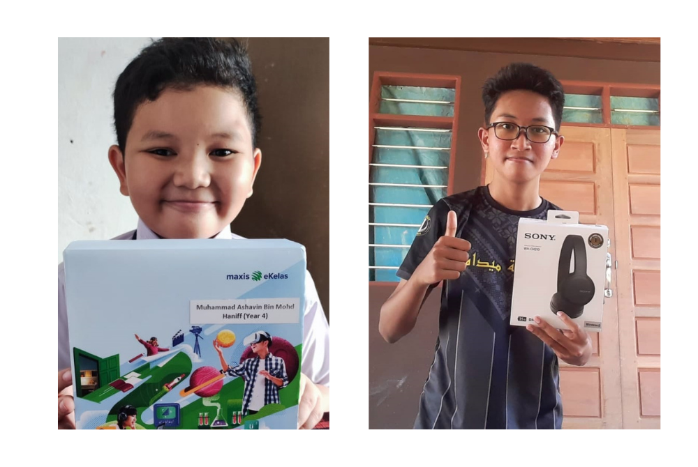 Muhammad Ashavin Mohd Haniff, competition winner and Year 4 student from SK Dato Shahbandar Abu Bakar Labu Hilir, Negeri Sembilan (left) and Nik Haris Ikhwan Nik Nor Ronaidi, competition winner and Form 3 from SMA Sultan Zainal Abidin Ladang, Terengganu.