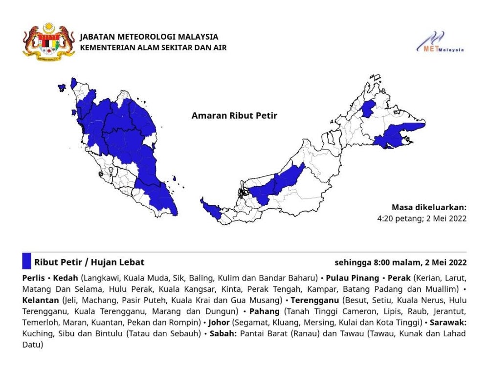 The bad weather is expected to last till 8pm tonight