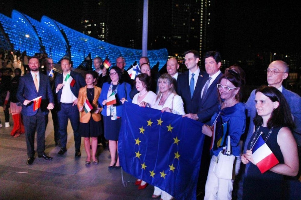 Delegation of the European Union (EU) to Malaysia celebrated Europe Day on May 9, 2022, through a show of colours displayed at the Saloma Bridge while kickstarting the European Year of Youth for 2022. - Photo: European Union official website