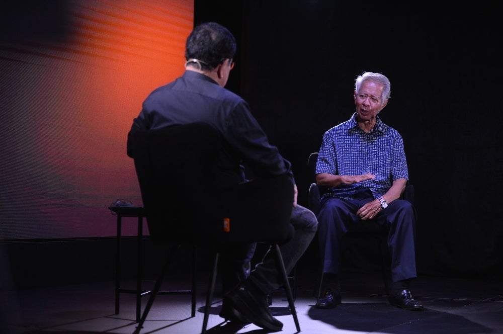 Tan Sri Abdul Halim Ali (right) at the 'Bersama Johan Jaaffar' interview programme on Wednesday.