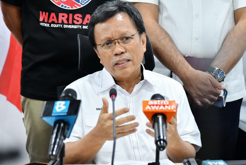 Datuk Seri Mohd Shafie Apdal during a press conference after chairing the Warisan supreme Council Meeting, at Warisan headquarters in Kolombong, Kota Kinabalu.