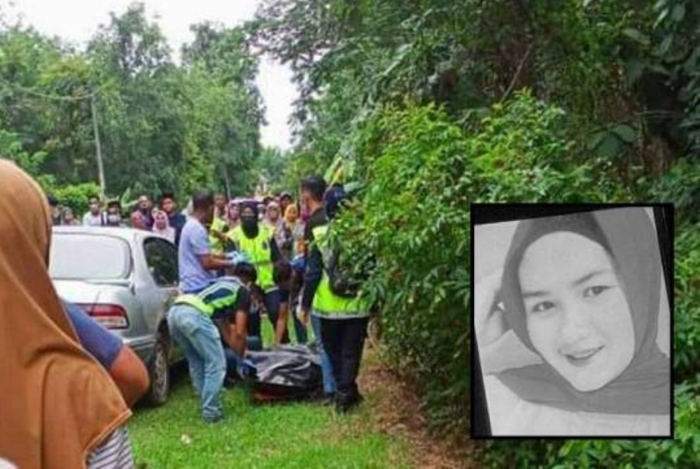 Seven-month pregnant woman found dead with a gunshot wound at the stomach at Kampung Teresek, Repek, Pasir Mas on Saturday.Insert: Farrah Emirah (Photo courtesy of readers)