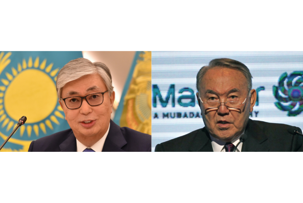 Kassym-Jomart Tokayev (left) and Nursultan Nazarbayev (AFP)