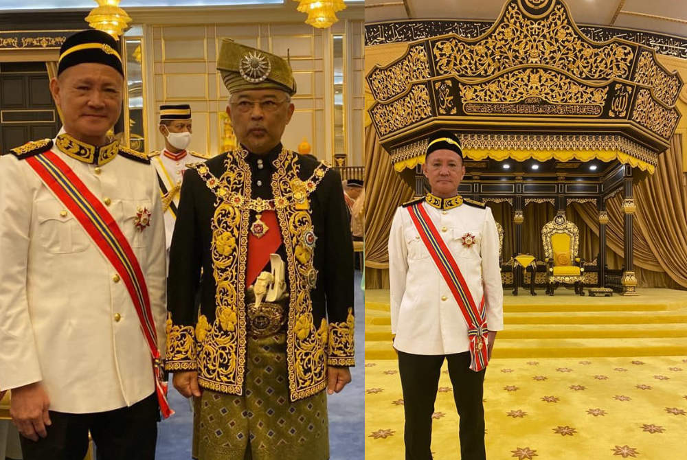 National badminton legend Datuk Foo Kok Keong and Yang di-Pertuan Agong today. (Source: Foo's FB) 