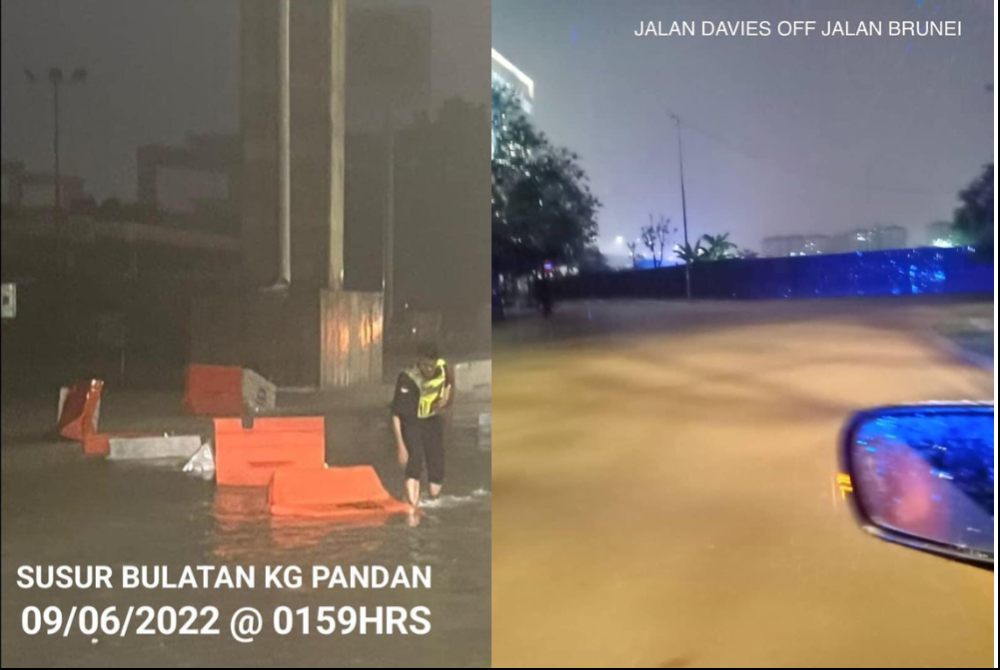Several areas in Kuala Lumpur are hit by flash floods following two hours downpour just after midnight. Source - KL Police Facebook page