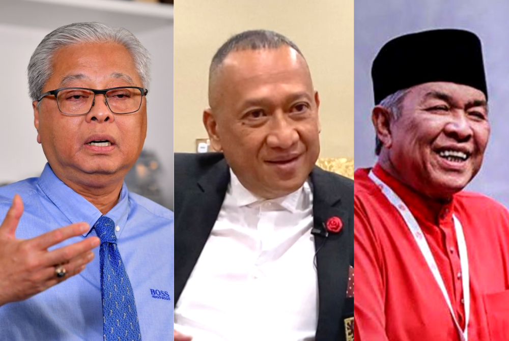 Nazri (centre) says Zahid (right) should help facilitate Ismail Sabri (left) to be Umno President as he is the Prime Minister.
