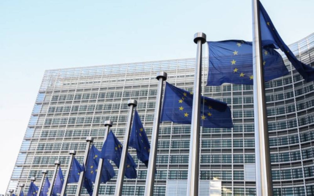 European flags at the European Parliament in Brussels. Photo from 123RF
