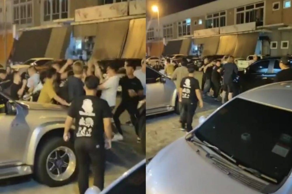 Screenshots from the video of the alleged fight in Sandakan, Sabah.