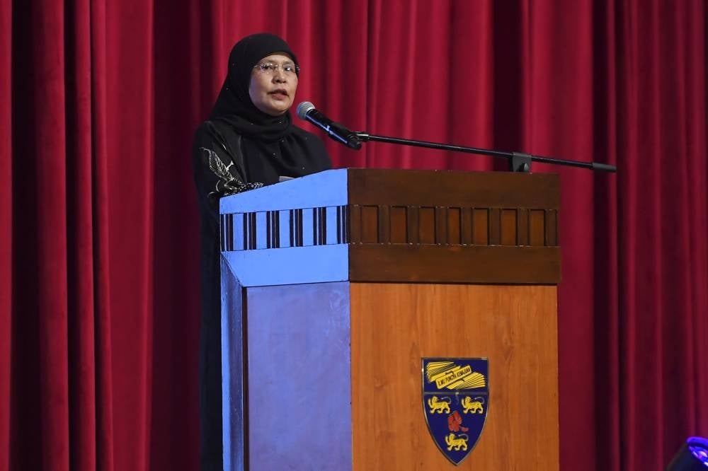 Chief Justice Tun Tengku Maimun Tuan Mat giving a speech at the Golden Jubilee celebration of University Malaya’s (UM) Faculty of Law. - BERNAMA