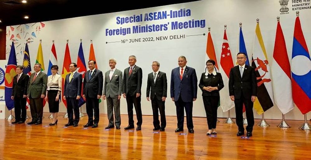 Foreign Minister Datuk Seri Saifuddin Abdullah (second from left) at Asean-India meet in New Delhi. - Bernama pic