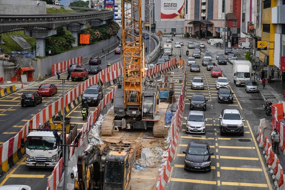Roads in the Kuala Lumpur city being "channeled" in other ways due to high volume of construction, shot taken on June 26. (BERNAMA)