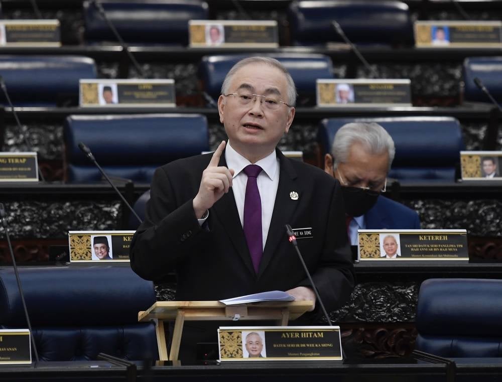 Transport Minister Datuk Seri Wee Ka Siong during the question and answer session at the Dewan Rakyat today. - BERNAMA