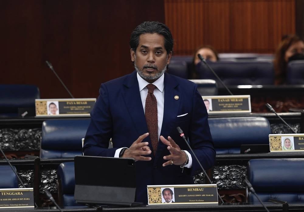 Health Minister and Rembau MP Khairy Jamaluddin during the question and answer session in Parliament. - BERNAMA