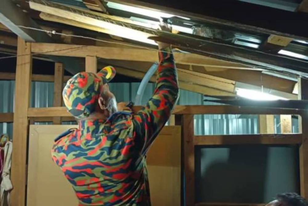 The rocket debris left a hole in the roof. Photo: FIRE AND RESCUE DEPARTMENT