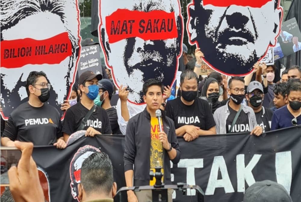 Syed Saddiq at the protest on Sunday. FILE PIX