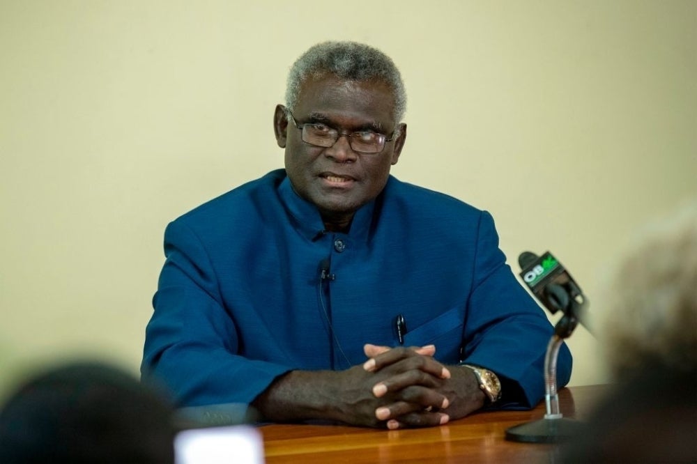 Manasseh Sogavare on Wednesday accused Western journalists of trying to "engineer regime change". - AFP Photo