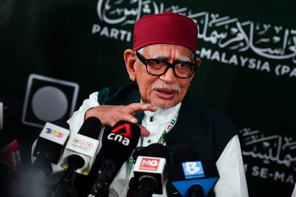 Hadi during a press conference at the 68th Pas Annual Meeting here today. Photo: BERNAMA