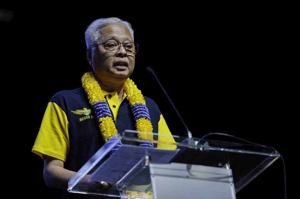Prime Minister Datuk Seri Ismail Sabri Yaakob at MIC National Brigade and Crime Prevention Exhibition launch today. - Bernama pic