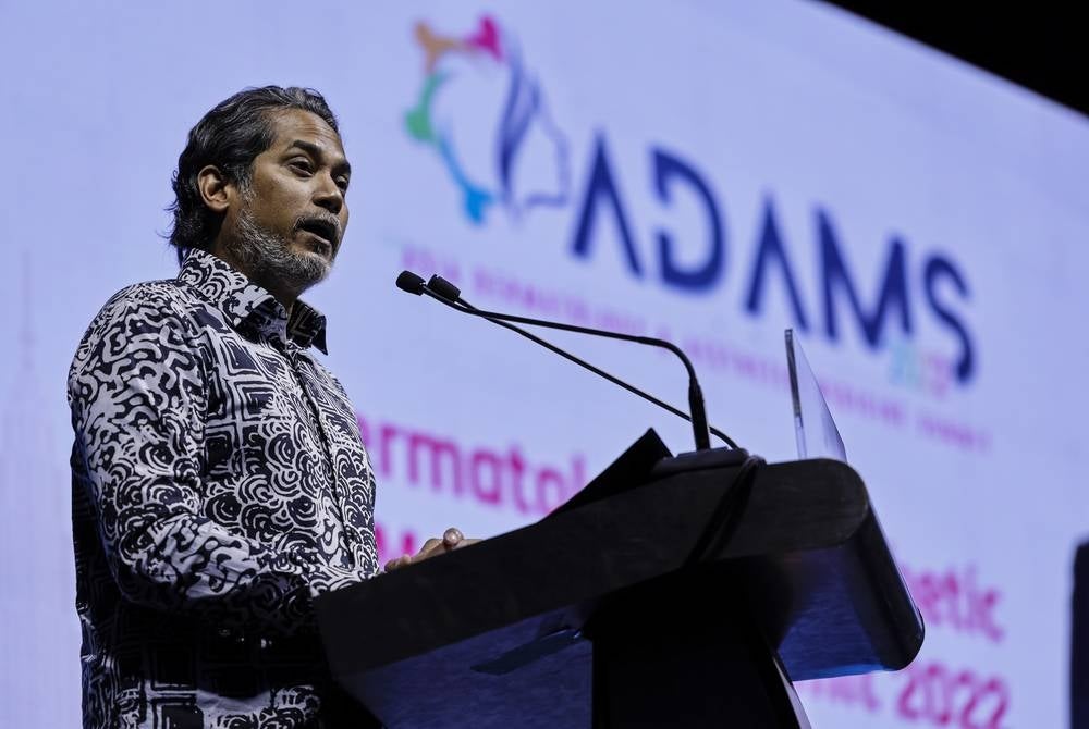 Health Minister Khairy Jamaluddin delivering his speech during the launching of the Asia Dermatology & Aesthetic Medicine Summit (Adams) 2022 here. - BERNAMA