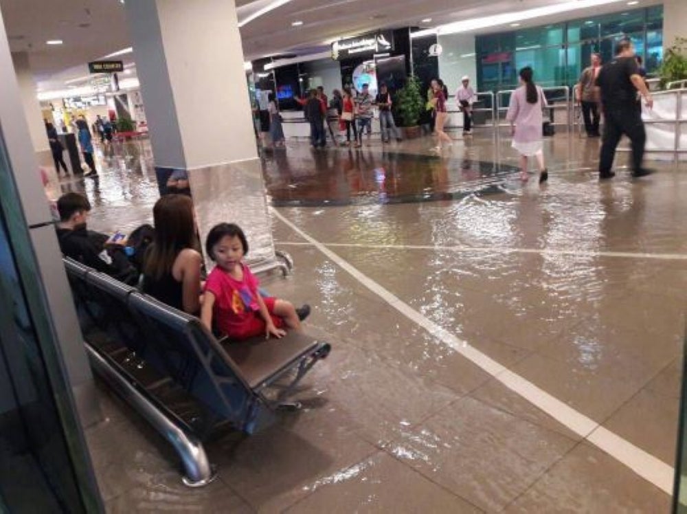 The flash flood that occurred at the Penang International Airport (LTAPP) yesterday. - Photo: DID