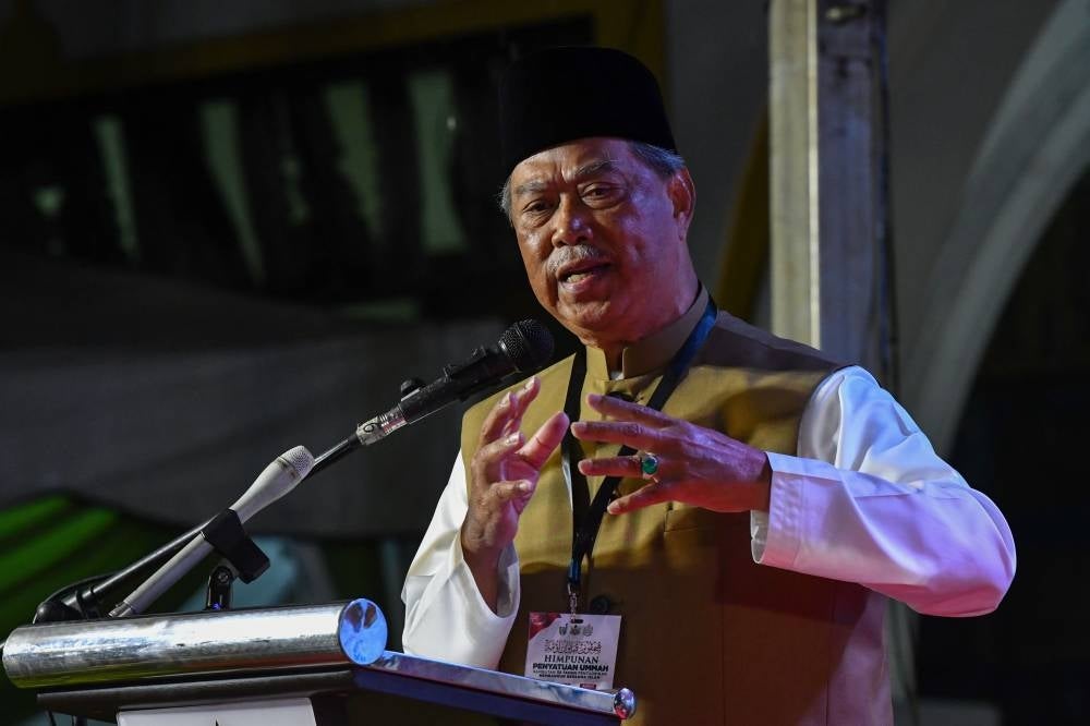 Tan Sri Muhyiddin Yassin at the gathering held in conjunction with the 32-year celebration of the Kelantan government’s administration of developing with Islam at the compound of Sultan Muhammad IV Stadium on Friday. - Photo: BERNAMA