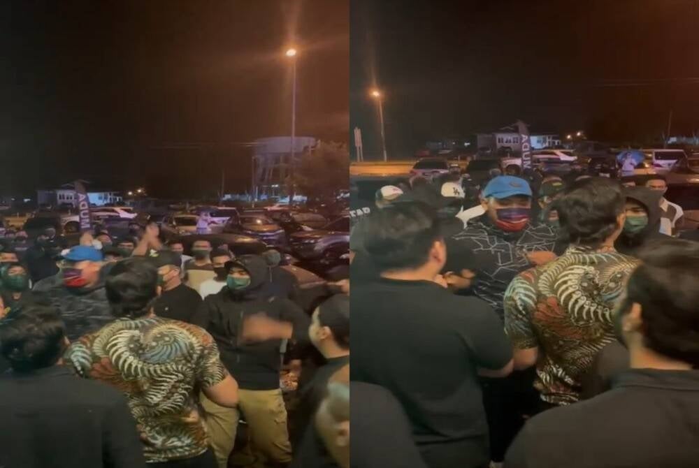 A video shows a group of men interrupting a Muda event in Muar. - Screenshot of video from Muda