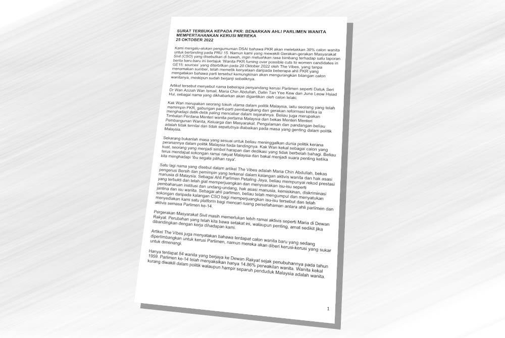 CSO&amp;amp;amp;#039;s open letter to PKR on Tuesday.