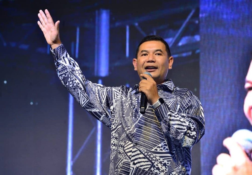Rafizi Ramli giving a speech before the candidates were announced.