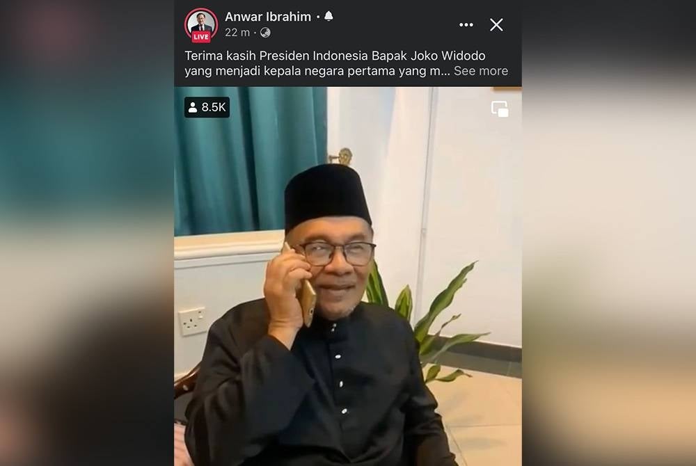 Anwar conveyed the matter through a phone conversation with Indonesian President Joko Widodo. 
