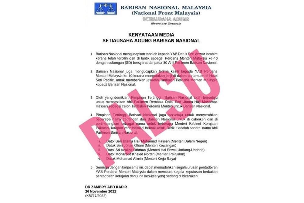 The false media statement. 