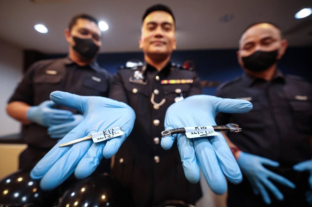 The modified "Allen key" used to steal the motorbikes. - BERNAMA 