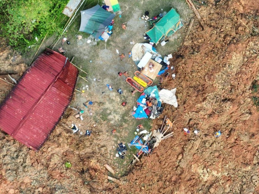 An aerial view of the camping site in Batang Kali. Photo courtesy of Selangor Fire and Rescue Department.