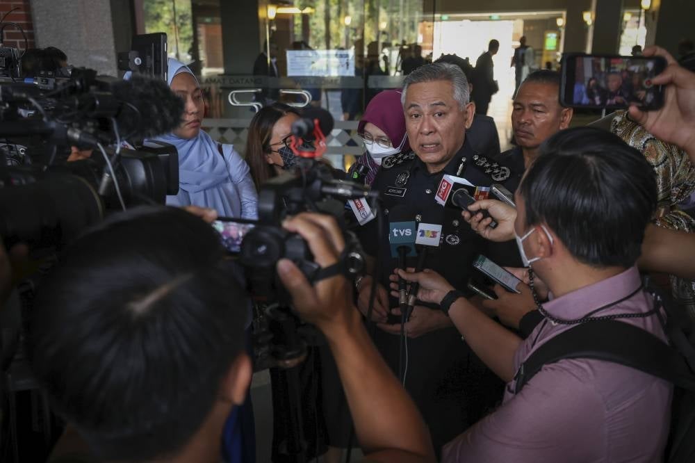 IGP Tan Sri Acryl Sani Abdullah SanI after attending the launch of an aid mission to the East Coast at the Home Ministry, today. - BERNAMA