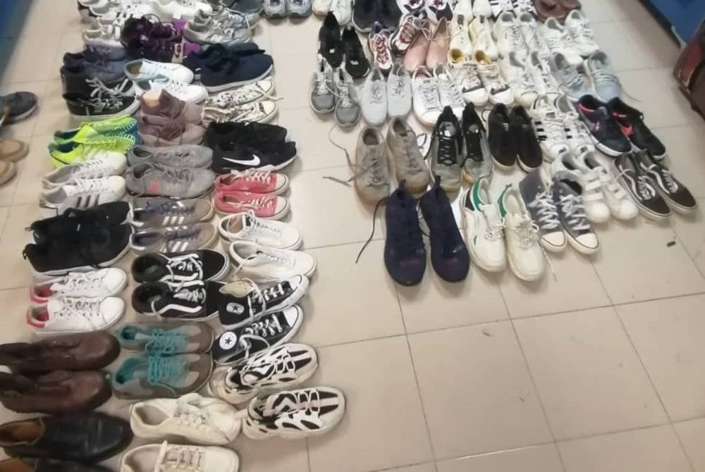 Branded shoes seized after the arrest of a man in Sri Gading, Batu Pahat
