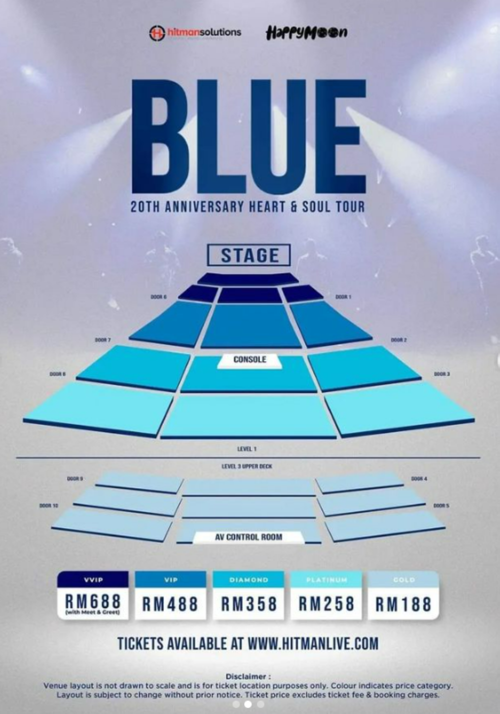 Here’s a view of the Seating Map for their upcoming concert, ticket price starts from RM188