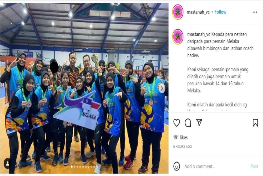 Screenshot of the volleyball team's post on its social page today - Instagram (mastanah_vc)