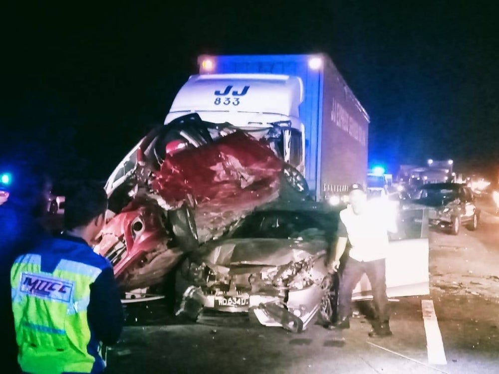 Eight people were injured in a road crash involving nine vehicles.