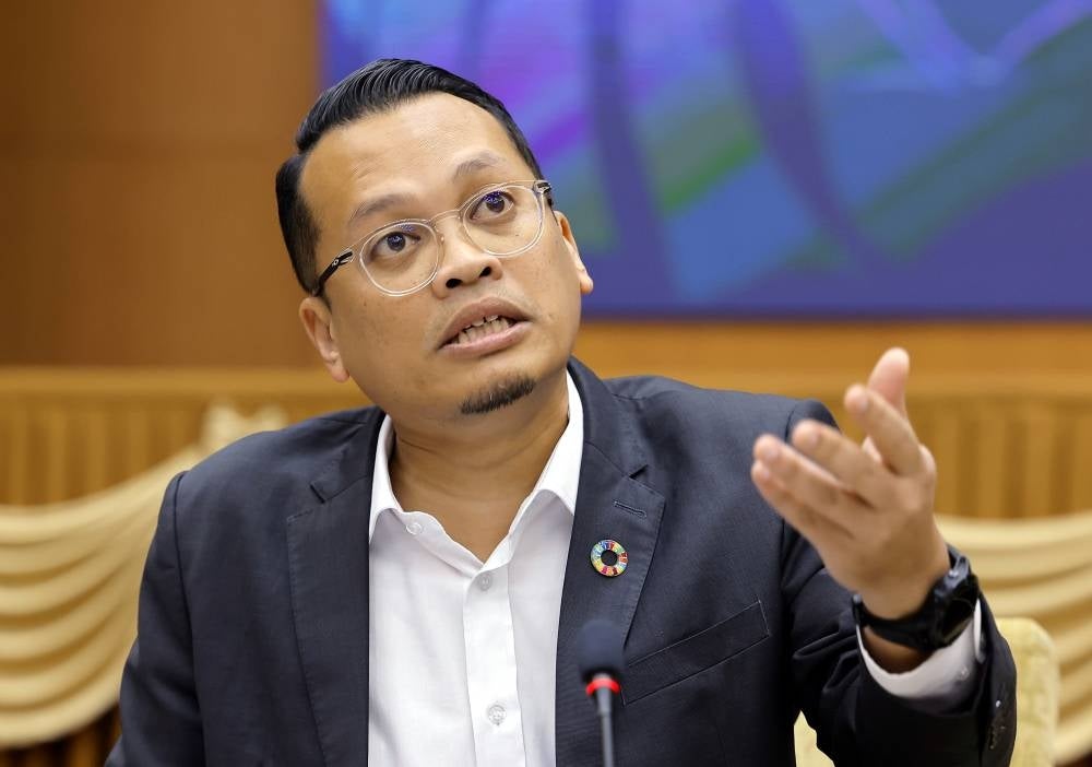 Natural Resources, Environment and Climate Change Minister Nik Nazmi Nik Ahmad during a press conference after his new year address to the ministry staff, today. - BERNAMA