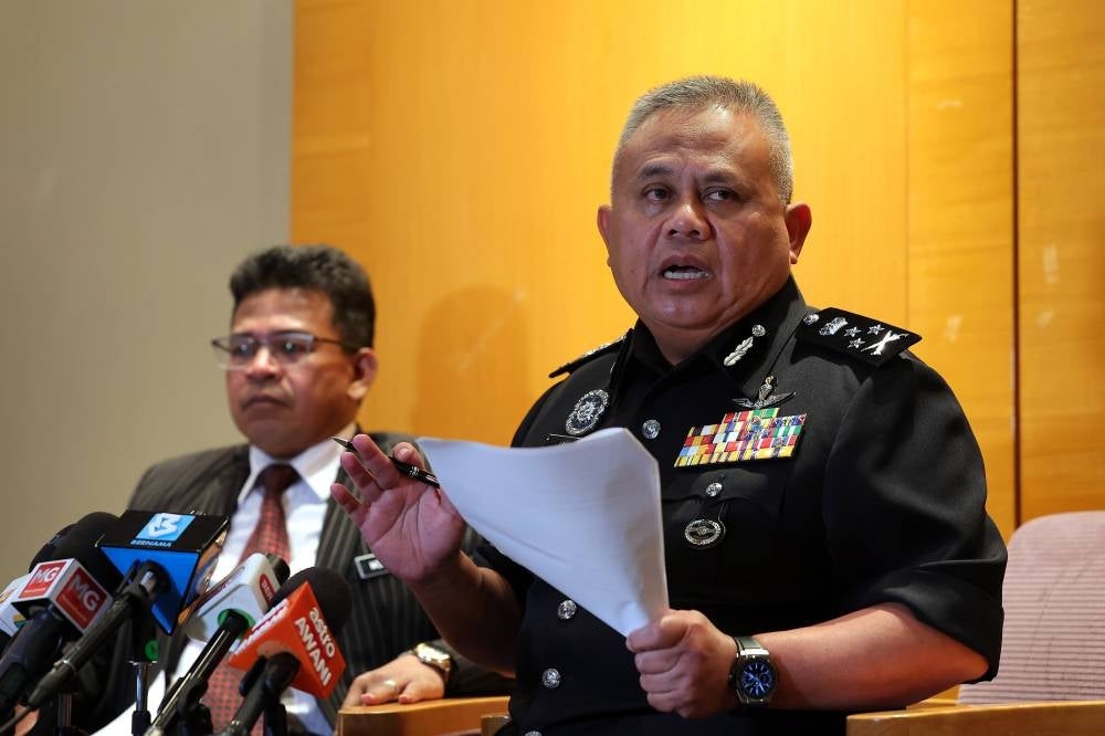 Bukit Aman Criminal Investigation Department director Datuk Seri Abd Jalil Hassan during a press conference with five rescued victims at the Kuala Lumpur International Airport, today. - BERNAMA