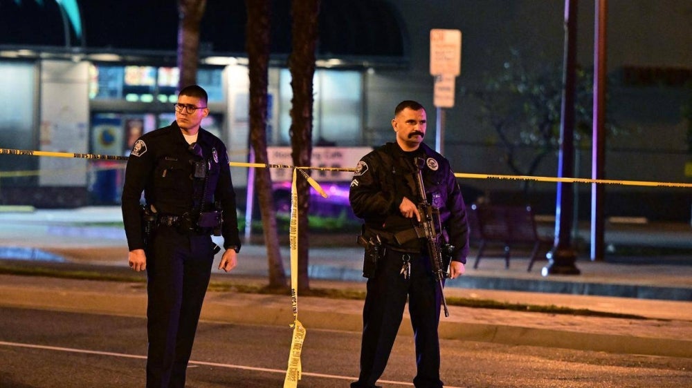 Police stand guard after Jan 23 shooting in California. - File pic AFP