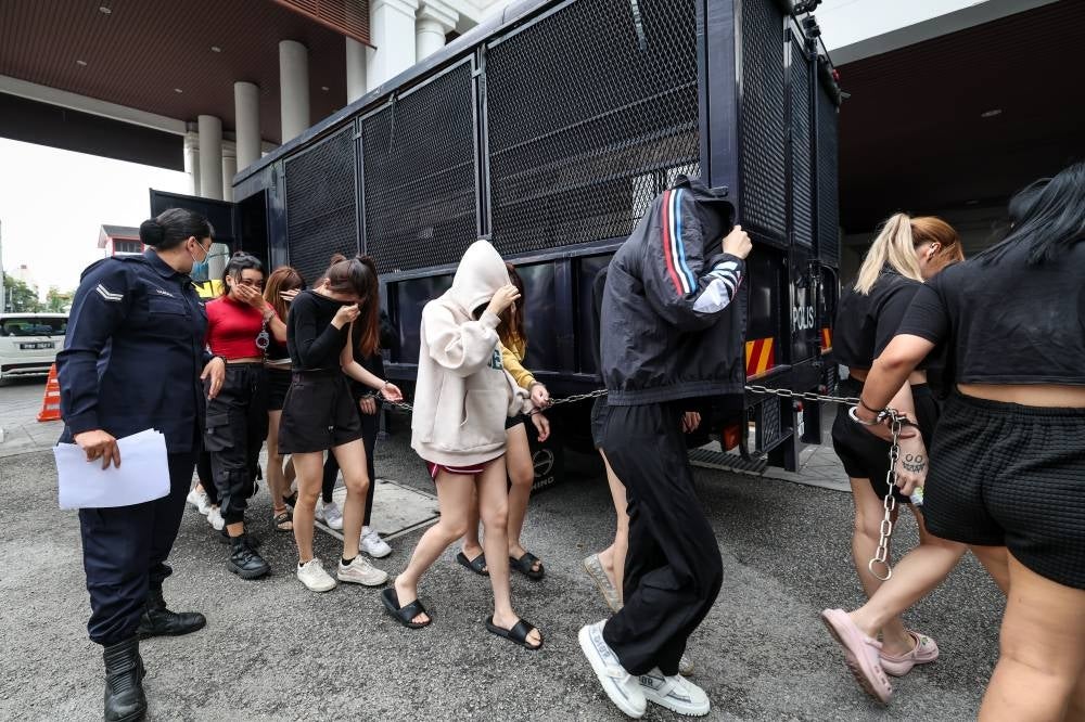 According to the charge sheet, they were found to be in possession of ketamine, weighing 1.87 grams, at 3.45 am on Feb 12, at an entertainment centre in Jalan Burmah, here.- Bernama pic