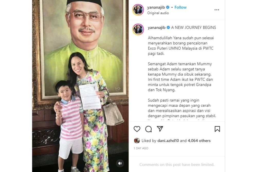 Nooryana Najwa Najib (right) posing with her son Adam. - Instagram