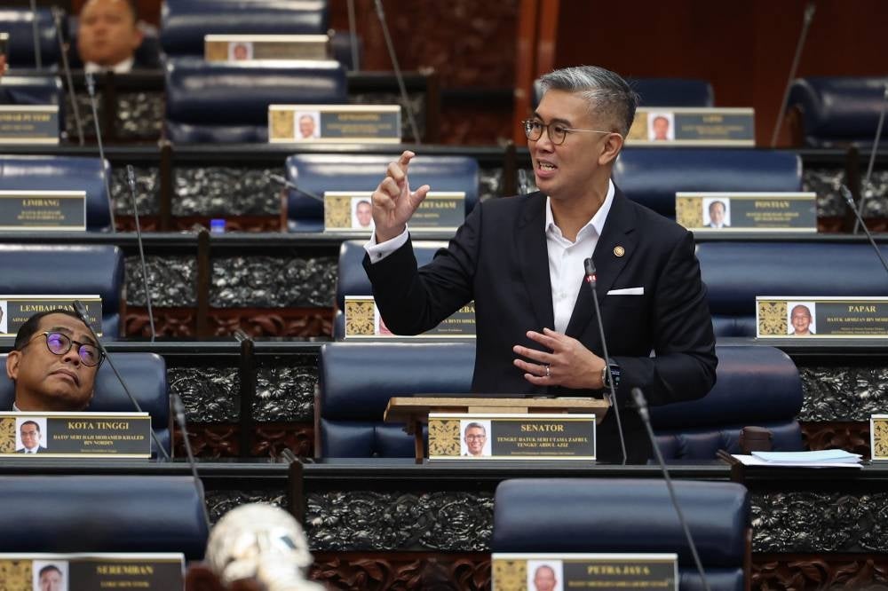 International Trade and Industry Minister Tengku Datuk Seri Zafrul Abdul Aziz at the Dewan Rakyat. - BERNAMA