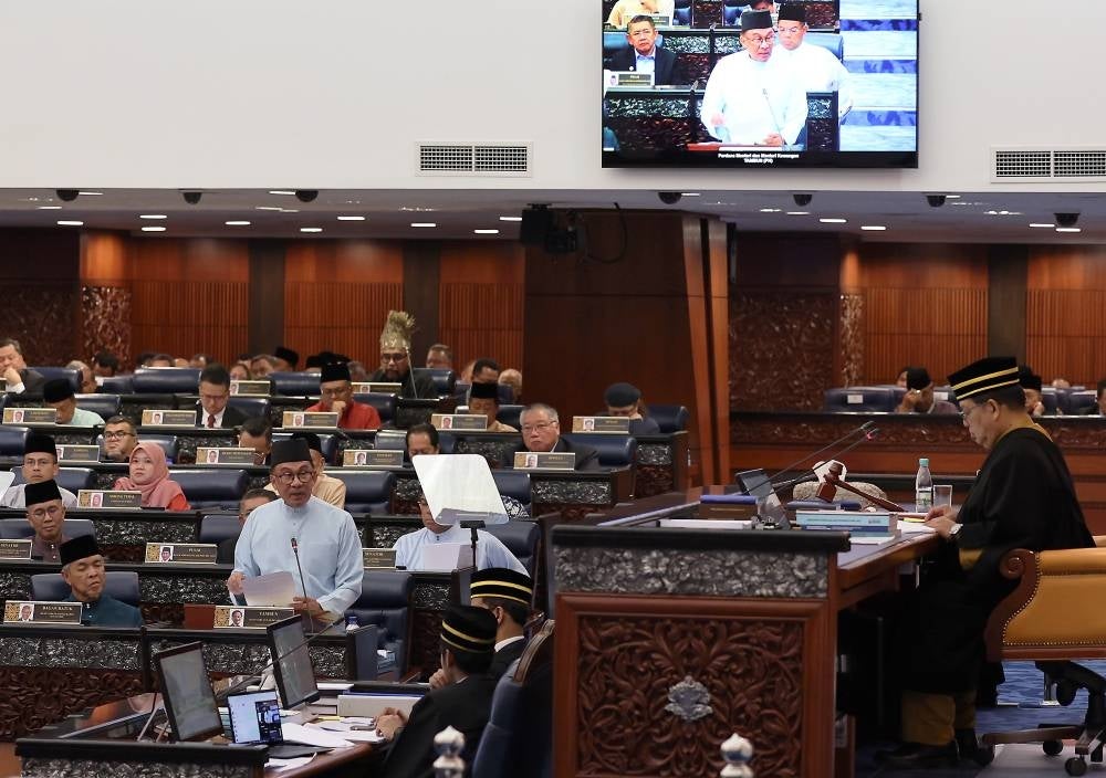 Prime Minister Datuk Seri Anwar Ibrahim during the tabling of Budget 2023 in Parliament - FILE PIX 