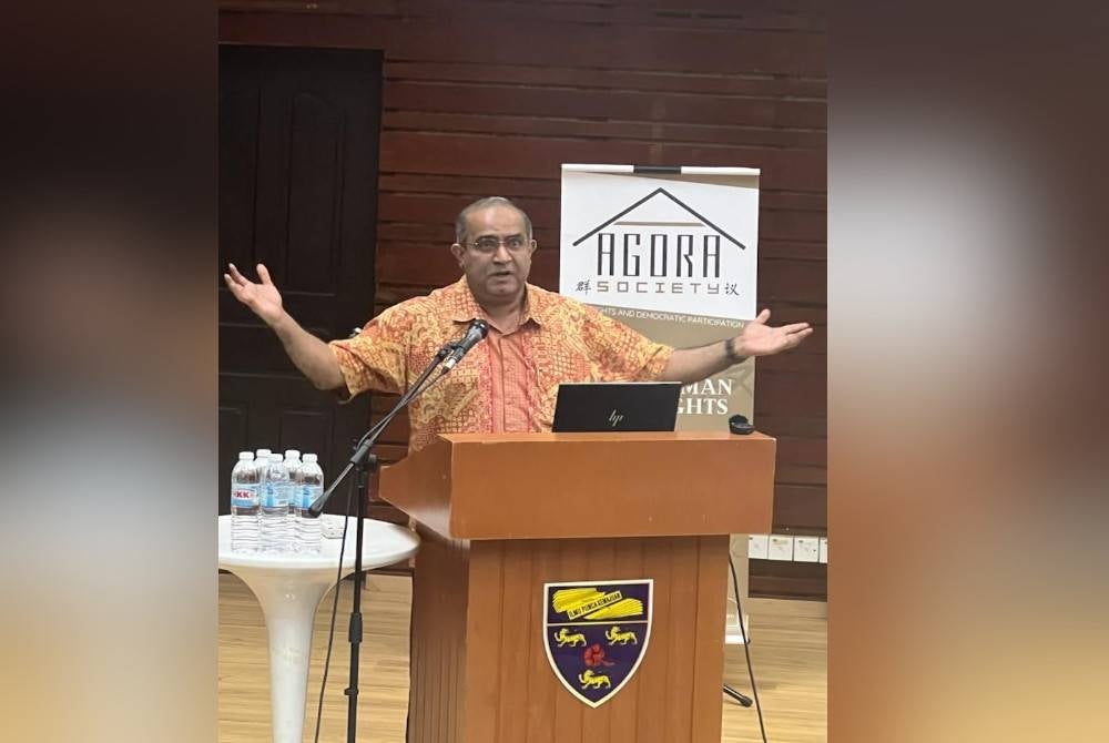 Dr Edmund Terence delivering a speech on Creating Systemic Corruption: Politics, Power, Policy at Universiti Malaya on Saturday - FILEPIC