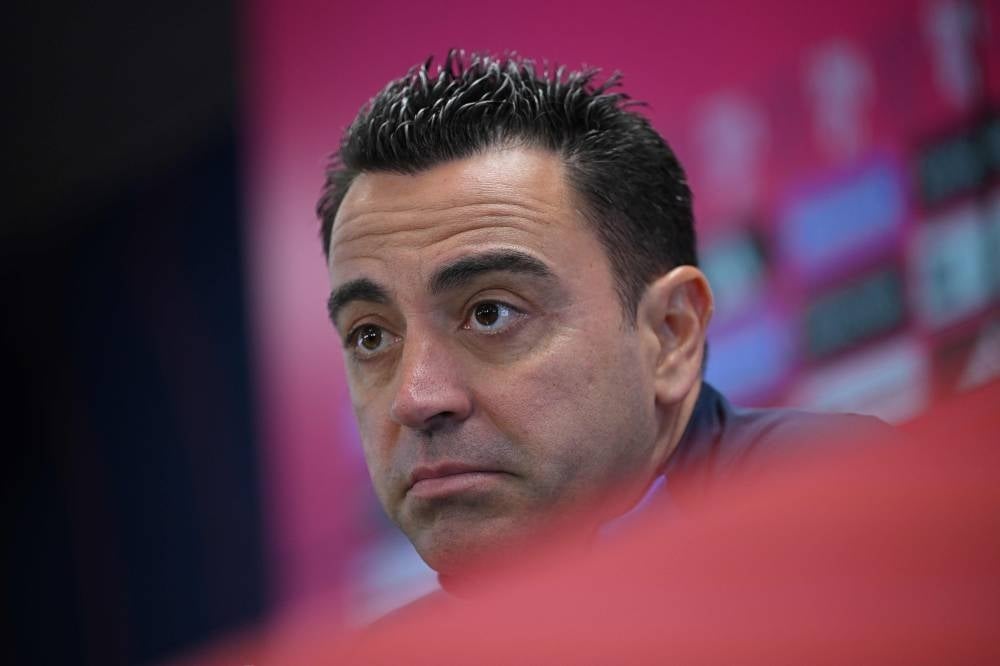 Barcelona's Spanish coach Xavi addresses a press conference following a training session at the Joan Gamper training ground in Sant Joan Despi, on April 4. Barcelona lost the Copa del Rey cup tie against bitter rivals Real Madrid 4-0 last night- Pic: AFP