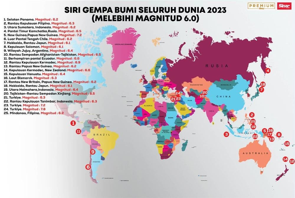 Series of earthquakes around the world in 2023 - FILE PIC