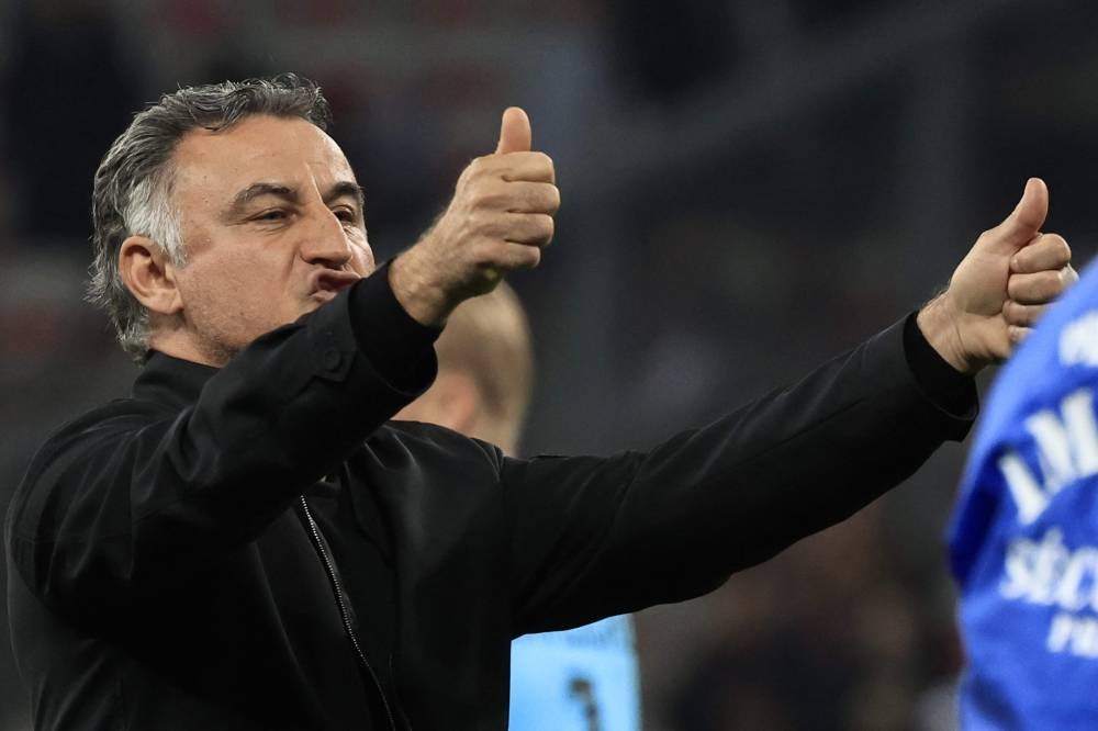 Paris Saint-Germain's French head coach Christophe Galtier reacts at the end of the French L1 football match between Nice (OGCN) and Paris Saint-Germain (PSG) at the Allianz Riviera stadium in Nice, on April 8. - Pic: AFP