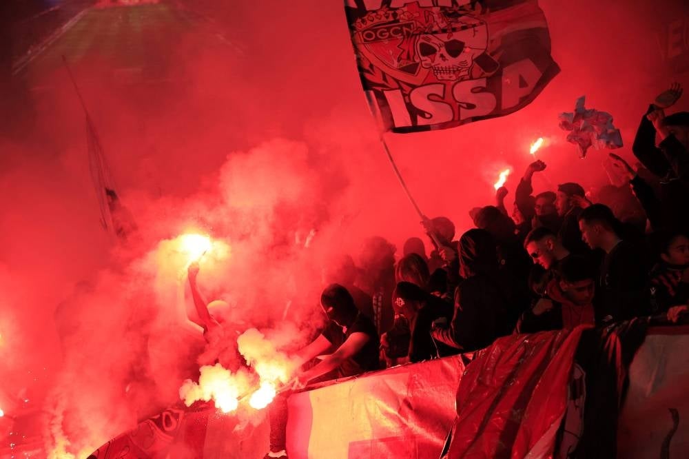 Nice's supporters cheer their team during the French L1 football match between Nice (OGCN) and Paris Saint-Germain (PSG) at the Allianz Riviera stadium in Nice, on April 8. - Pic: AFP